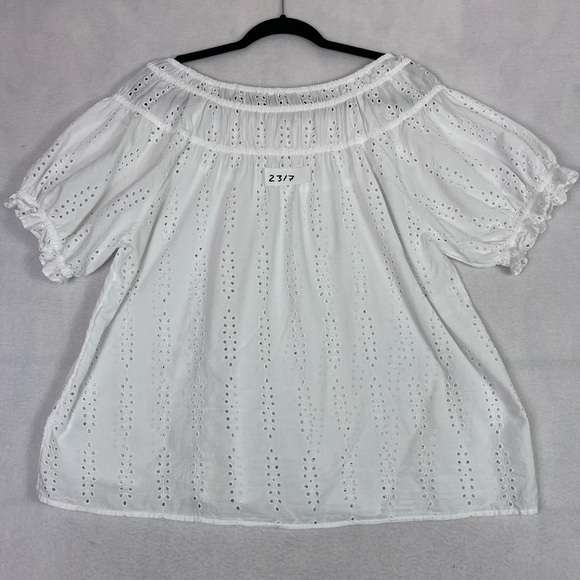 CASLON White Eyelet Cotton Top Short Sleeve Blouse - Picture 3 of 15